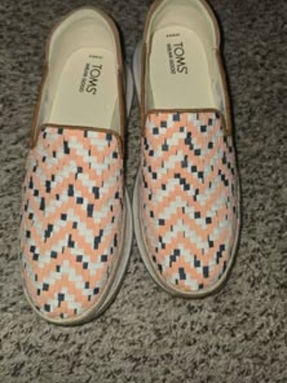 TOMS Women's Peach Chevron Slip-On Shoes